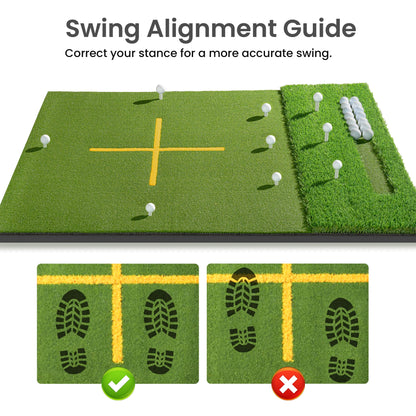 ORFELD 6 x 4 ft Golf Hitting Mat, 9-Hole Dual Turf Practice Mat with 18mm EVA Foam Base, Ball Tray, Alignment Guide, Indoor Outdoor