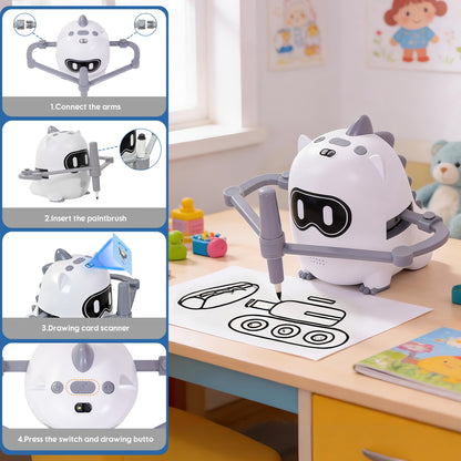 SaveJoy Learning Toddlers Toys, Drawing Robot for Kids with 100 Cards, Montessori Painting Smart Robots for Boys Girls Age 2-3-4