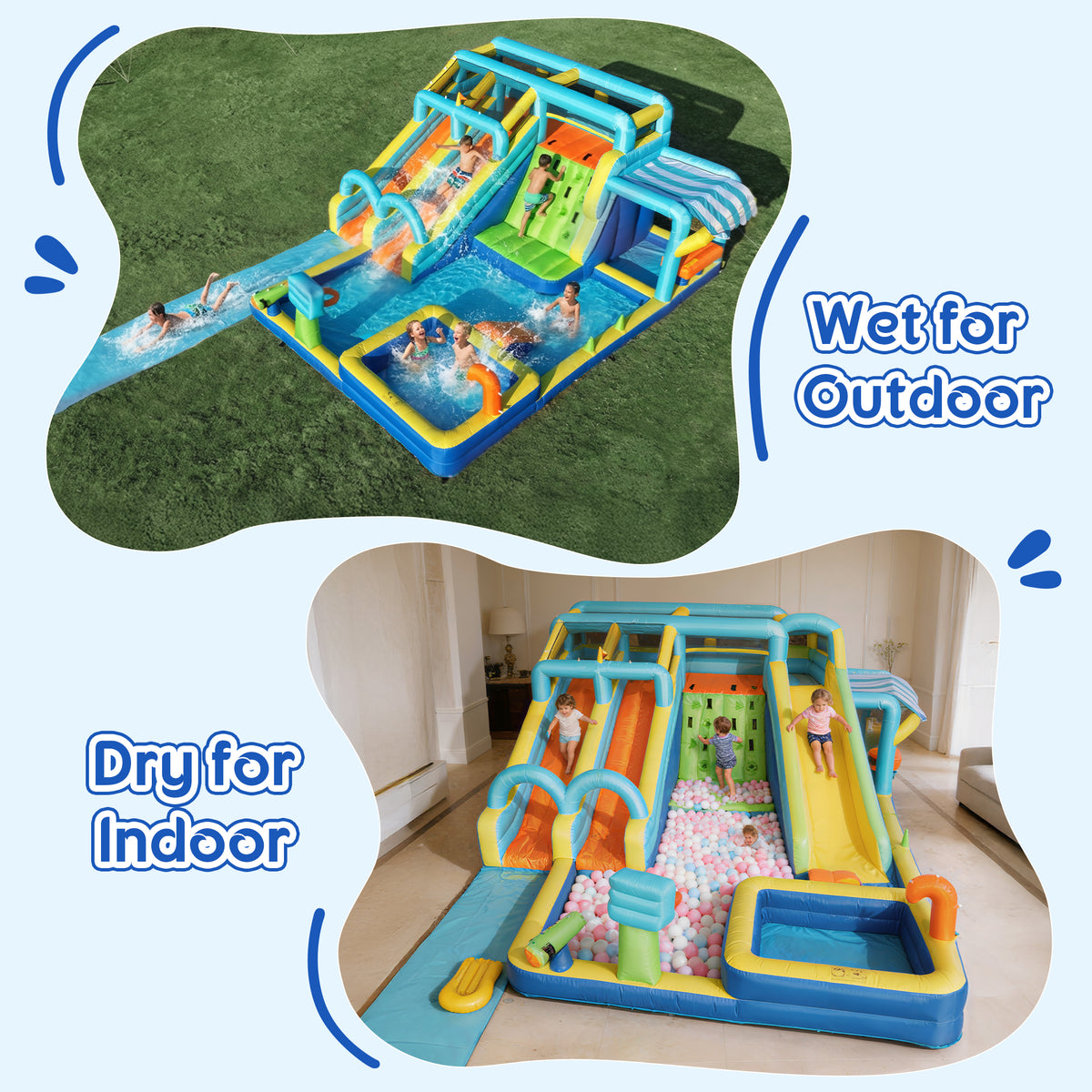 SaveJoy Bounce House with Blower, Inflatable Water Silde for Kids, Jump House Outdoor Toys for Backyard, 93247T