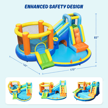 SaveJoy Inflatable Bounce House for Big Kids 3-8, Large Bouncy Castle House with Blower, Indoor outdoor Commercial Blow up Jumping Castle with Slide