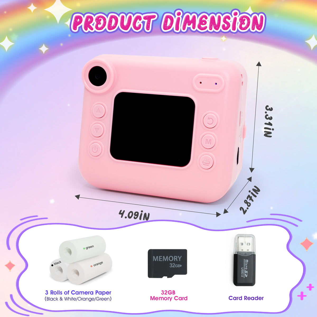 SaveJoy Kids Camera Instant Print, 1080P Digital Camera with 32G Card & Color Paper, Cartoon Gift for Boys Girls Ages 3-12