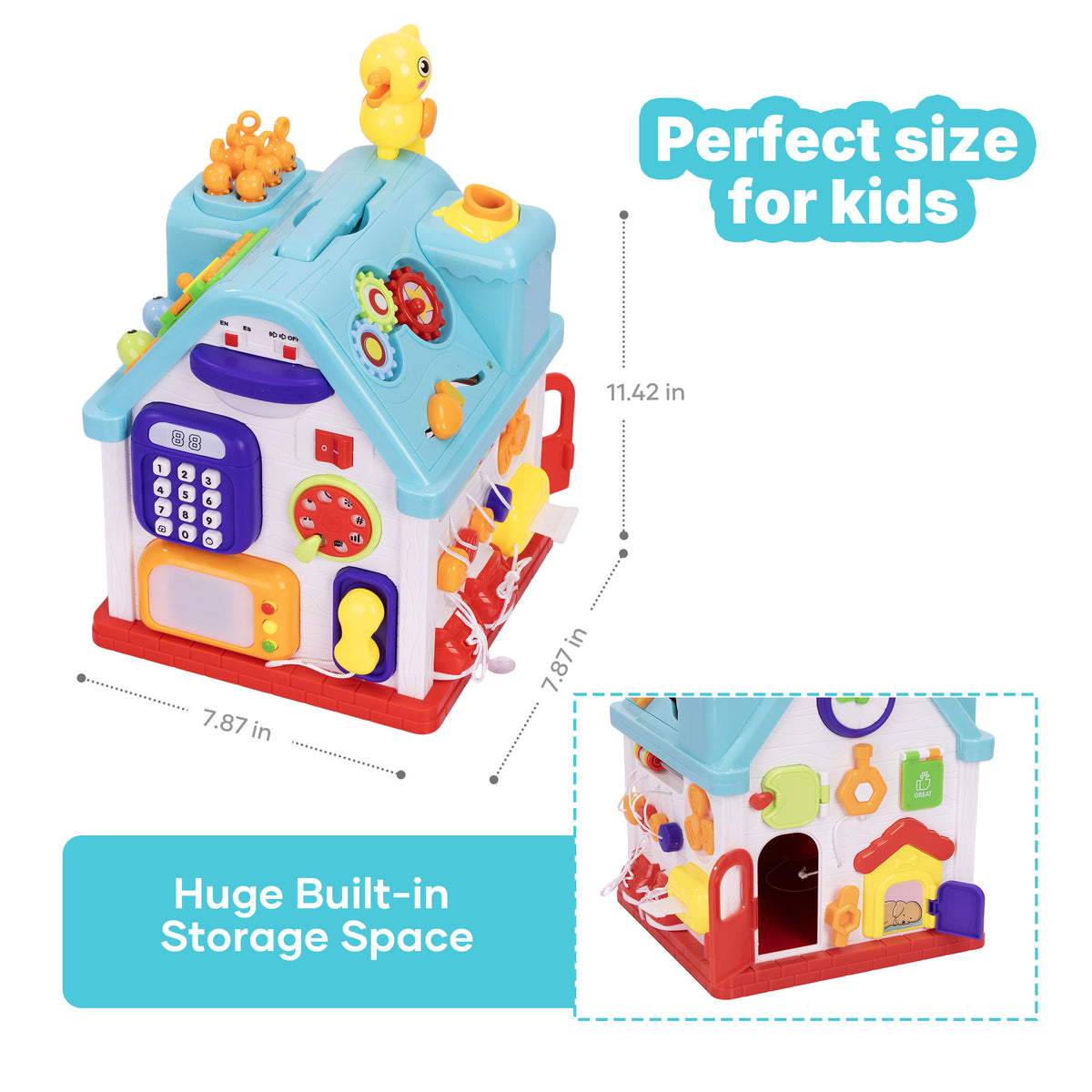 SaveJoy Montessori Activity Cube, 16-in-1 Interactive Baby Toys with Music, Educational Toddler Toys for 6-36 Months, Baby Girl Toys & Infant Learning Gift