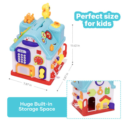 SaveJoy Montessori Activity Cube, 16-in-1 Interactive Baby Toys with Music, Educational Toddler Toys for 6-36 Months, Baby Girl Toys & Infant Learning Gift