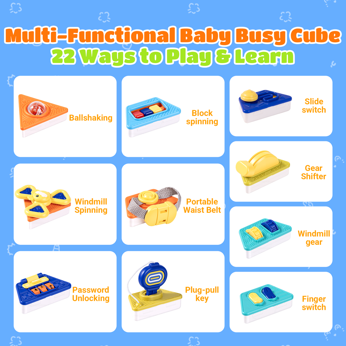 SaveJoy 22-in-1 Montessori Activity Cube, Sensory Busy Toy for Toddlers 3+, Interactive Learning Toy, Educational Gift for Boys and Girls