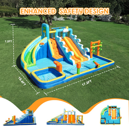 SaveJoy Bounce House with Blower, Inflatable Water Silde for Kids, Jump House Outdoor Toys for Backyard, 93241T