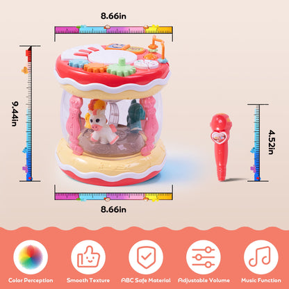 SaveJoy Musical Light up Toy with Rotating Animal for Toddlers, Interactive Crawling Toy, Merry-Go-Round Learning Toys Best Gift for Kids 3+