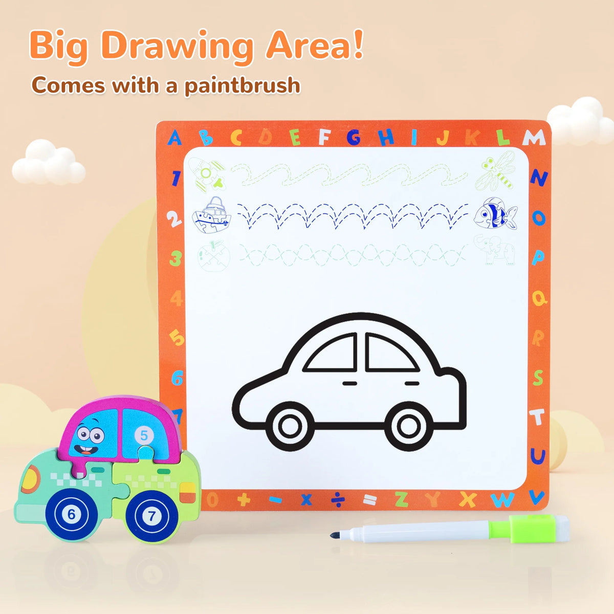 Savejoy Wooden Animal Jigsaw Puzzle Set - 3D Smooth Surface, Rich Colors,with Drawing Board for Kids' Age 3＋ Early Learning & Fun,2Pcs