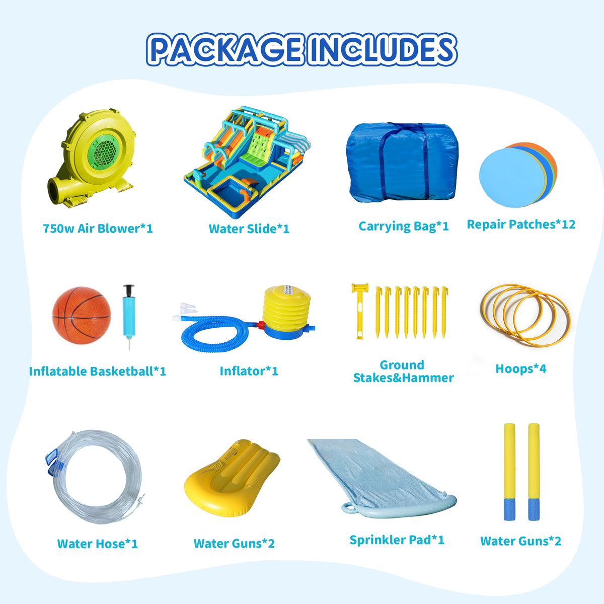 SaveJoy Bounce House with Blower, Inflatable Water Silde for Kids, Jump House Outdoor Toys for Backyard, 93247T
