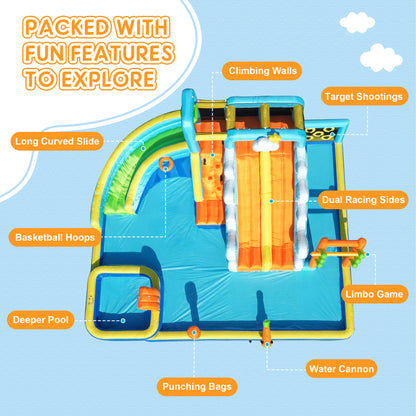 SaveJoy Bounce House with Blower, Inflatable Water Silde for Kids, Jump House Outdoor Toys for Backyard, 93241T