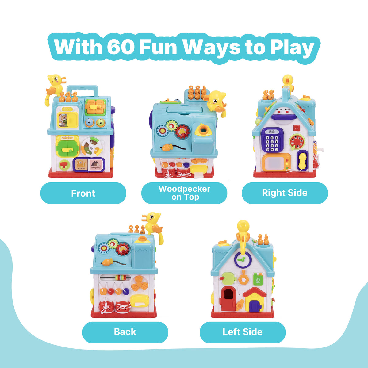 SaveJoy Montessori Activity Cube, 16-in-1 Interactive Baby Toys with Music, Educational Toddler Toys for 6-36 Months, Baby Girl Toys & Infant Learning Gift
