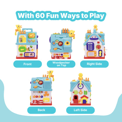 SaveJoy Montessori Activity Cube, 16-in-1 Interactive Baby Toys with Music, Educational Toddler Toys for 6-36 Months, Baby Girl Toys & Infant Learning Gift