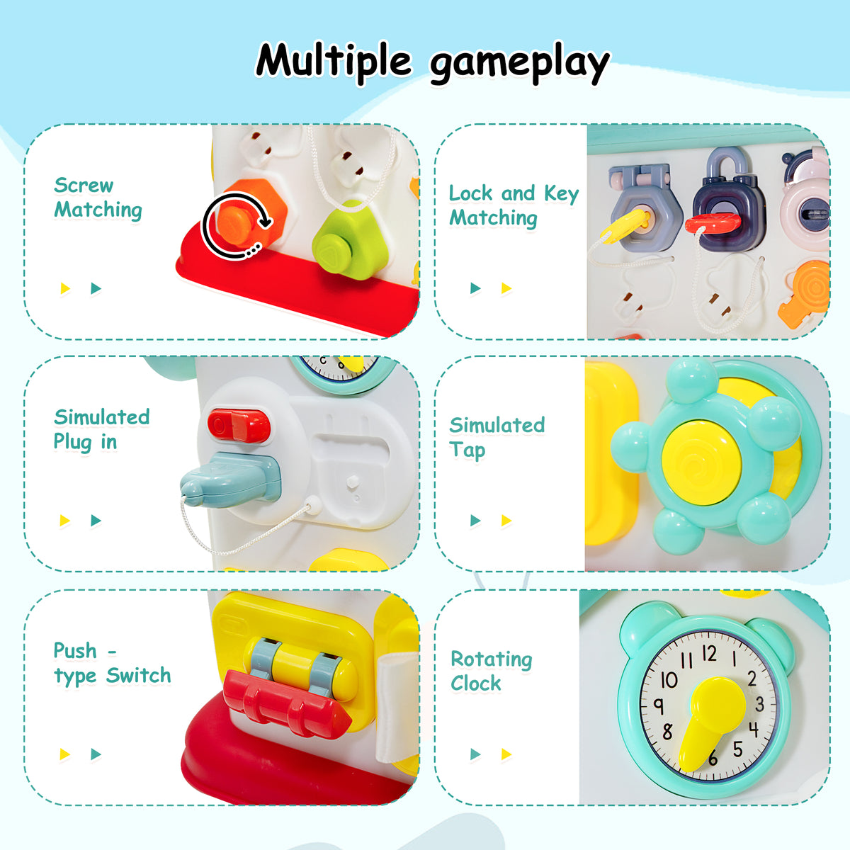 SaveJoy Baby Activity Toy with Music,6 in 1 Learning Toys for Toddlers,Educational Gift for Kids Infants Busy House 6-12 Months