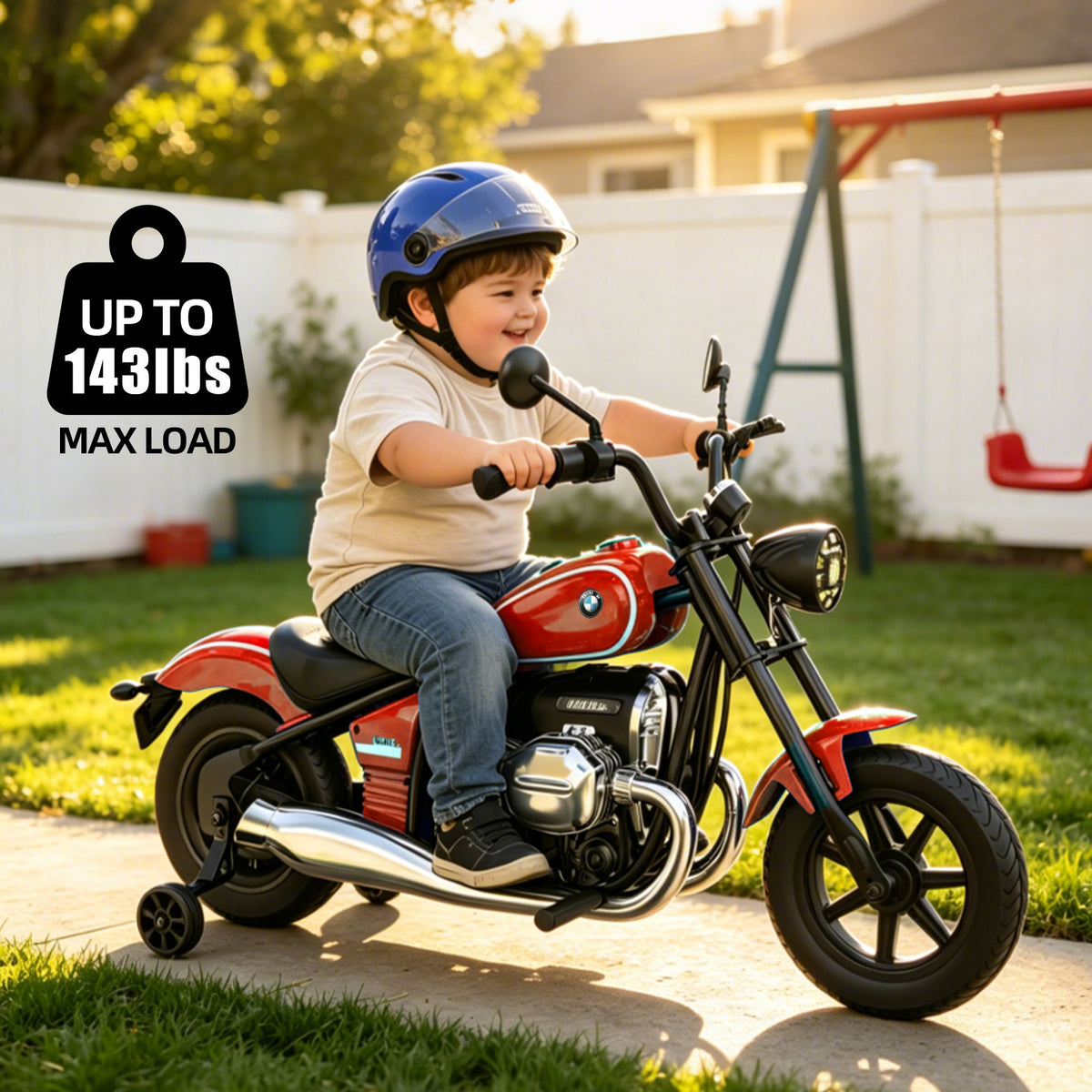 SaveJoy BMW Licensed 24V 9Ah Kids Ride On Motorcycle, Powered Off-Road Electric Dirt Bike with Removable Training Wheels and Suspension for Boys Girls Ages 3-8