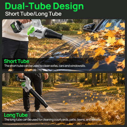 ORFELD 21V Cordless Swivel Leaf Blower, Electric Blower with 80mm Outlet, 2×4.0Ah Batteries & Charger, 3-Speed Modes, Portable Blower for Lawn, Leaf, Patio & Dust Cleaning