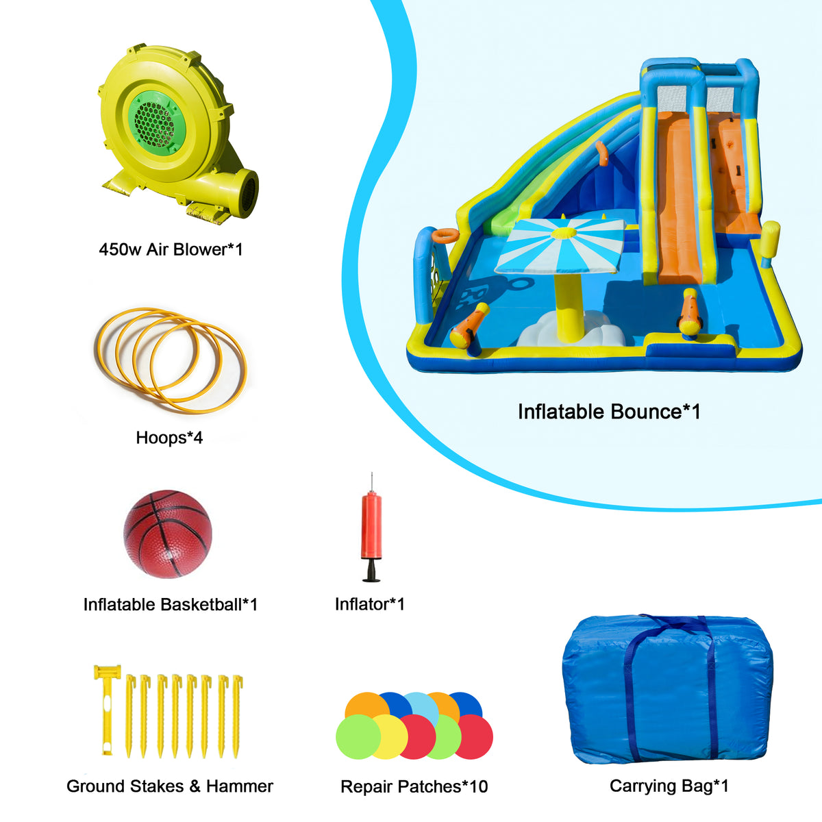 SaveJoy Bounce House with Blower, Inflatable Water Silde for Kids, Jump House Outdoor Toys for Backyard, 93245T