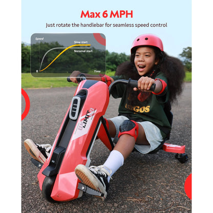 ORFELD 24V Electric Kids Go Kart for Ages 6+, High-Power Battery Ride On Toy with Safety Belt, Drift Cart Gift for Boys & Girls,Red