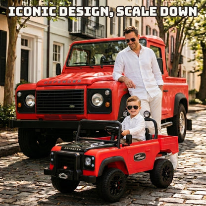 SaveJoy Licensed Land Rover Defender 24V 2-Seater Ride-On, 4WD 400W Electric Truck with Motorized Dump Bed & Remote, Red