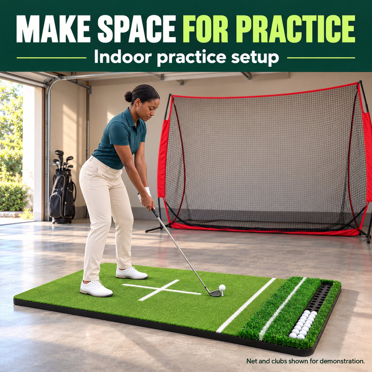 ORFELD 6 x 4 ft Dual-Turf Golf Hitting Mat with EVA Base & 10 Hitting Positions for Indoor & Outdoor Training