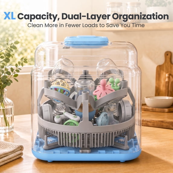 SaveJoy Baby Bottle Washer Sterilizer and Dryer, Automatic Bottle Cleaning Machine, Large Capacity for Baby Bottles, Breast Pump Parts and Pacifiers, 72H Storage