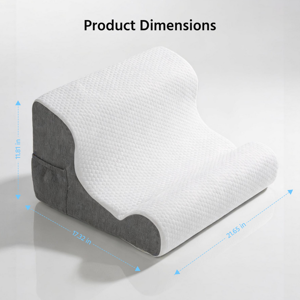 ORFELD Wedge Pillow for Sleeping,Resting,Back Pain Relief and Post Surgery,Memory Foam Cushion with Grey and White Patterned Polyester Cover, Ideal for Bedroom & Living Room,White