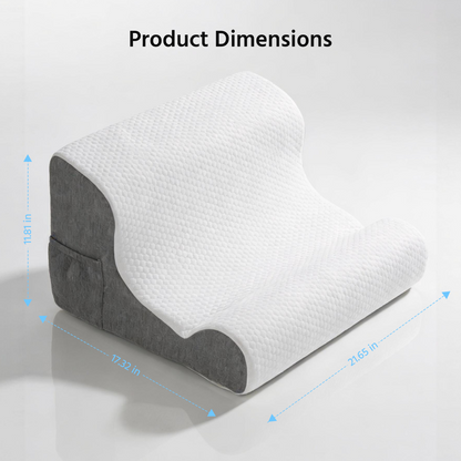 ORFELD Wedge Pillow for Sleeping,Resting,Back Pain Relief and Post Surgery,Memory Foam Cushion with Grey and White Patterned Polyester Cover, Ideal for Bedroom & Living Room,White