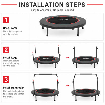 SaveJoy 40'' Rebounder Trampoline for Adults, Mini Trampoline for Adults Kids, Exercise Workout Fitness Trampolines