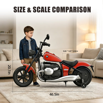 SaveJoy BMW Licensed 24V 9Ah Kids Ride On Motorcycle, Powered Off-Road Electric Dirt Bike with Removable Training Wheels and Suspension for Boys Girls Ages 3-8