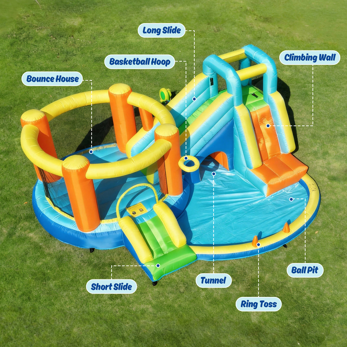 SaveJoy Inflatable Bounce House for Big Kids 3-8, Large Bouncy Castle House with Blower, Indoor outdoor Commercial Blow up Jumping Castle with Slide