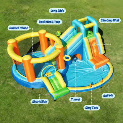 SaveJoy Inflatable Bounce House for Big Kids 3-8, Large Bouncy Castle House with Blower, Indoor outdoor Commercial Blow up Jumping Castle with Slide