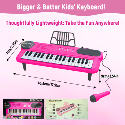 SaveJoy Rose Pink Piano for 1-4 Year Old Kids, 37 Keys Electronic Keyboard Music Toy with Microphone & Stand, Portable Musical Gift for Toddlers