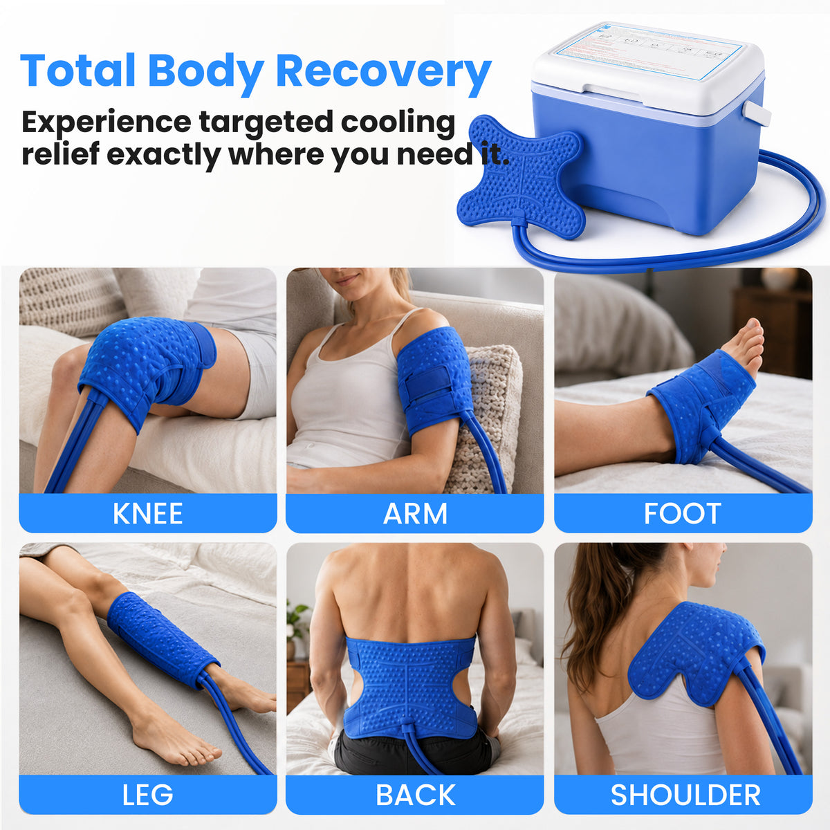 ORFELD Portable Cold Water Circulation System with Programmable Timer, Insulated Reservoir and Adjustable Cooling Wrap Pad, Quiet Cooling Machine for Everyday Cooling Comfort and Relaxation