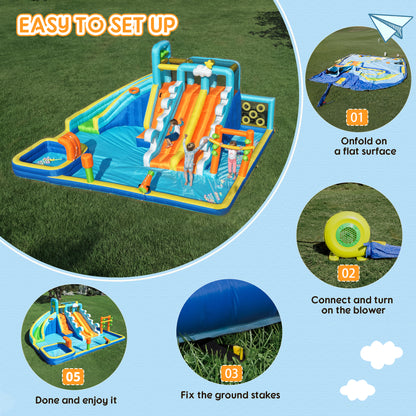 SaveJoy Bounce House with Blower, Inflatable Water Silde for Kids, Jump House Outdoor Toys for Backyard, 93241T