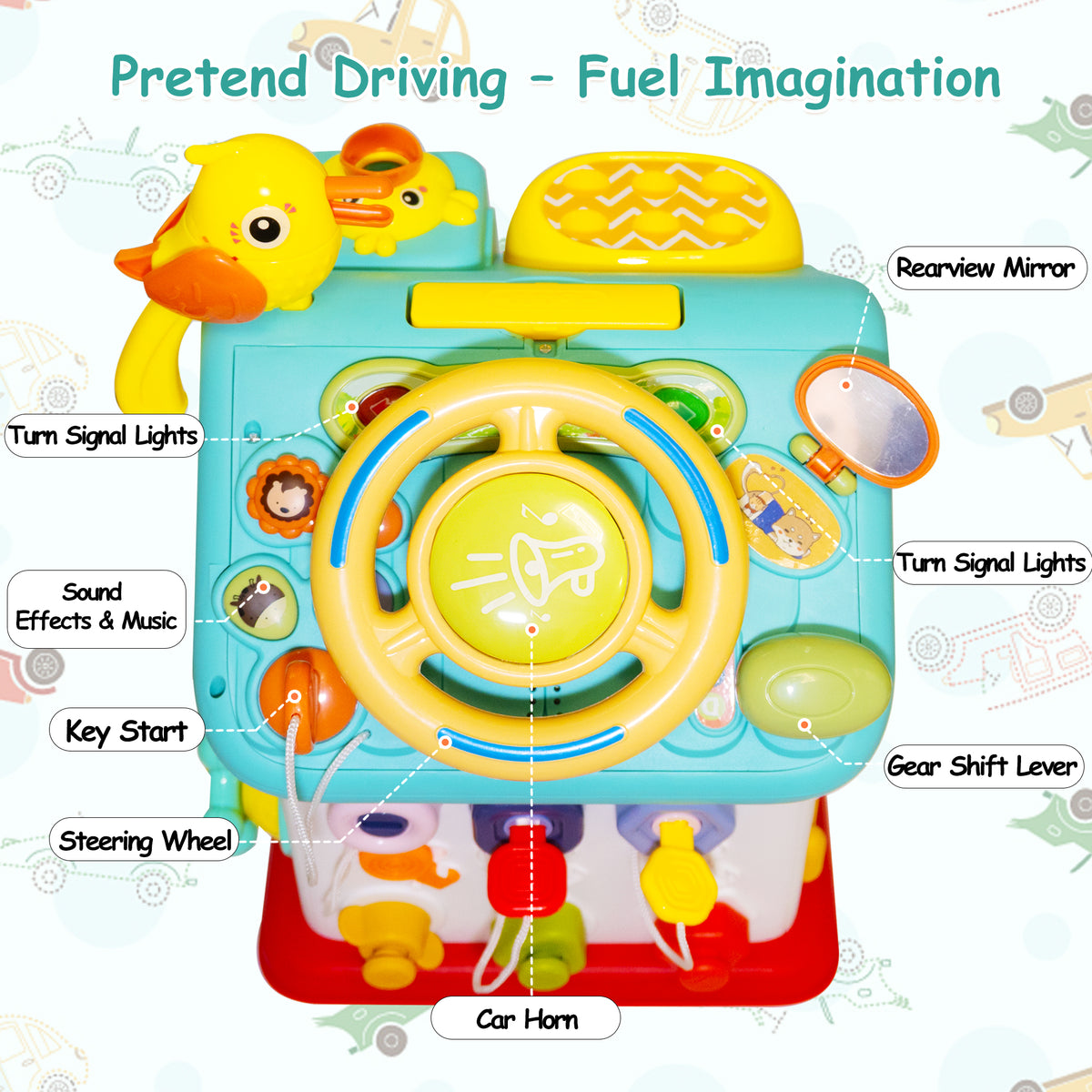 SaveJoy Baby Activity Toy with Music,6 in 1 Learning Toys for Toddlers,Educational Gift for Kids Infants Busy House 6-12 Months