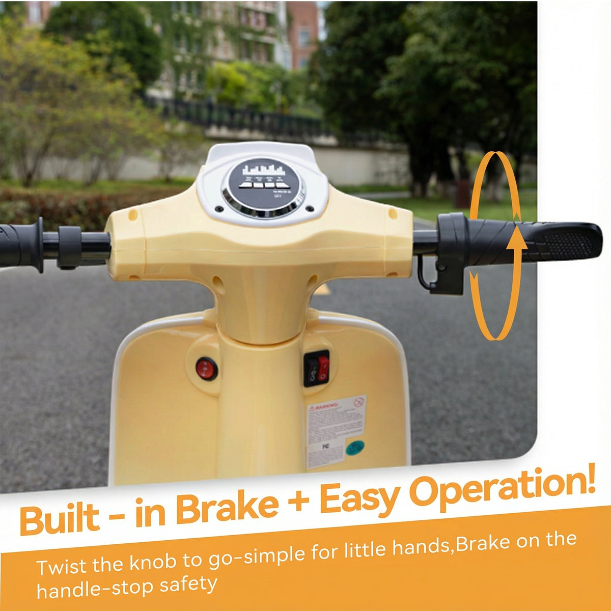 SaveJoy 24V Motorcycle for Kids Ages 8+ Retro Ride on Toys , LED Light-Up Electric Ride On Car,Durable Outdoor Gift for Boys & Girls, Beige