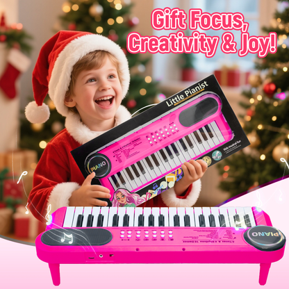 SaveJoy Rose Pink Piano for 1-4 Year Old Kids, 37 Keys Electronic Keyboard Music Toy with Microphone & Stand, Portable Musical Gift for Toddlers