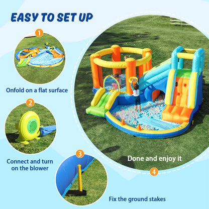 SaveJoy Inflatable Bounce House for Big Kids 3-8, Large Bouncy Castle House with Blower, Indoor outdoor Commercial Blow up Jumping Castle with Slide