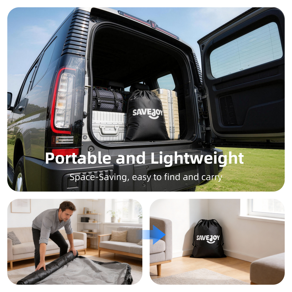 SaveJoy Air Mattress with Built in Pump, 18‌″ Inflatable Mattress Blow up Air Bed for Camping, Home & Guests