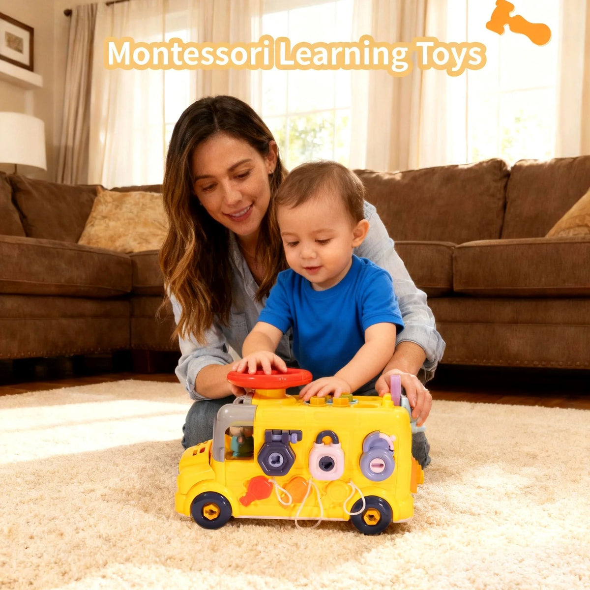 SaveJoy Baby Learning Toy Bus,Assemble Busy Toys Construction Building Vehicle,Engineering Truck Educational Gift for Kids Age 3＋