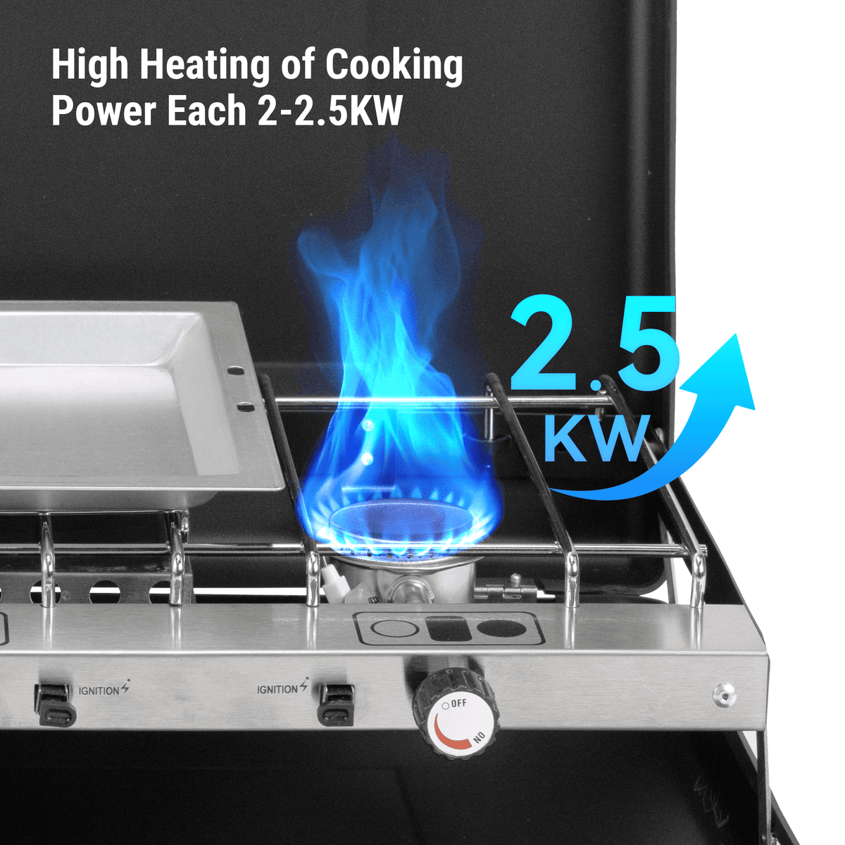 SaveJoy Gas Grill, 3 Burner Camping Stove Propane Cooker for Outdoor, Case BBQ Grill w/ Hose Tank Adapter