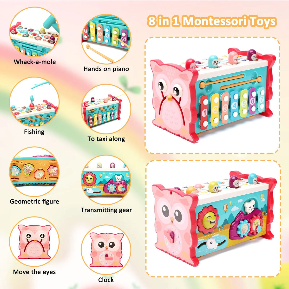 ORFELD Learning Toys 8 in 1 Baby Busy Toys Toddler Educational Gifts for Kids 1- 3Y Boys & Girls