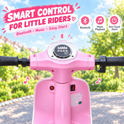 SaveJoy Kids Motorcycle 24V Retro Ride on Toys for Ages 8+, 15 mph LED Light up Electric Ride On Car,Durable Outdoor Gift for Boys & Girls,Pink