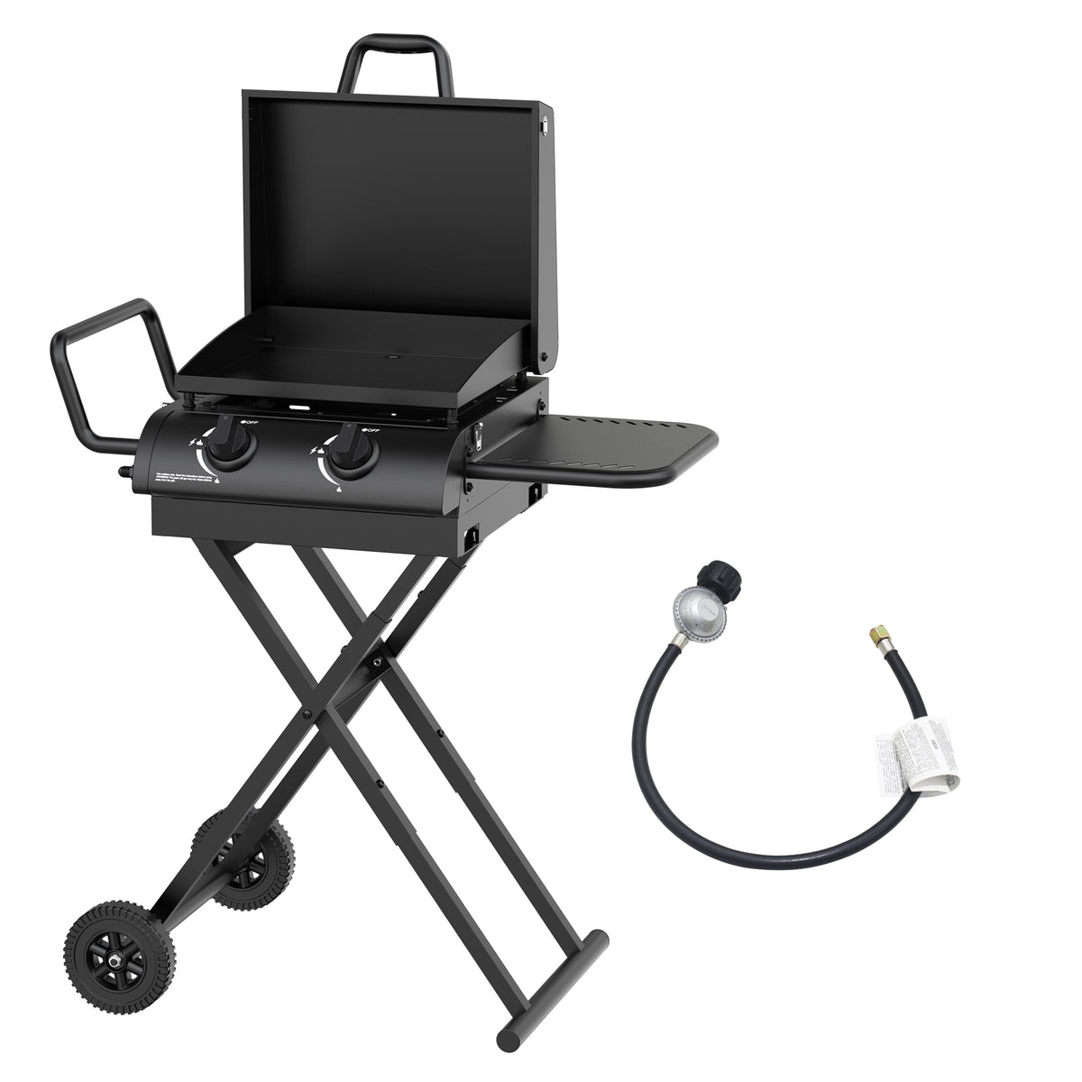 Hvoonc Portable Propane Gas Grill,17000BTUs Foldable Barbecue Grill with 2-Burner,Outdoor Grill for Backyard, Camping and Picnics,Black