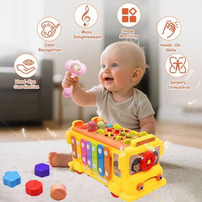 SaveJoy Baby Busy Bus Learning Toy Montessori Toddler Sensory Toys,Educational Gifts for Kids Boys & Girls