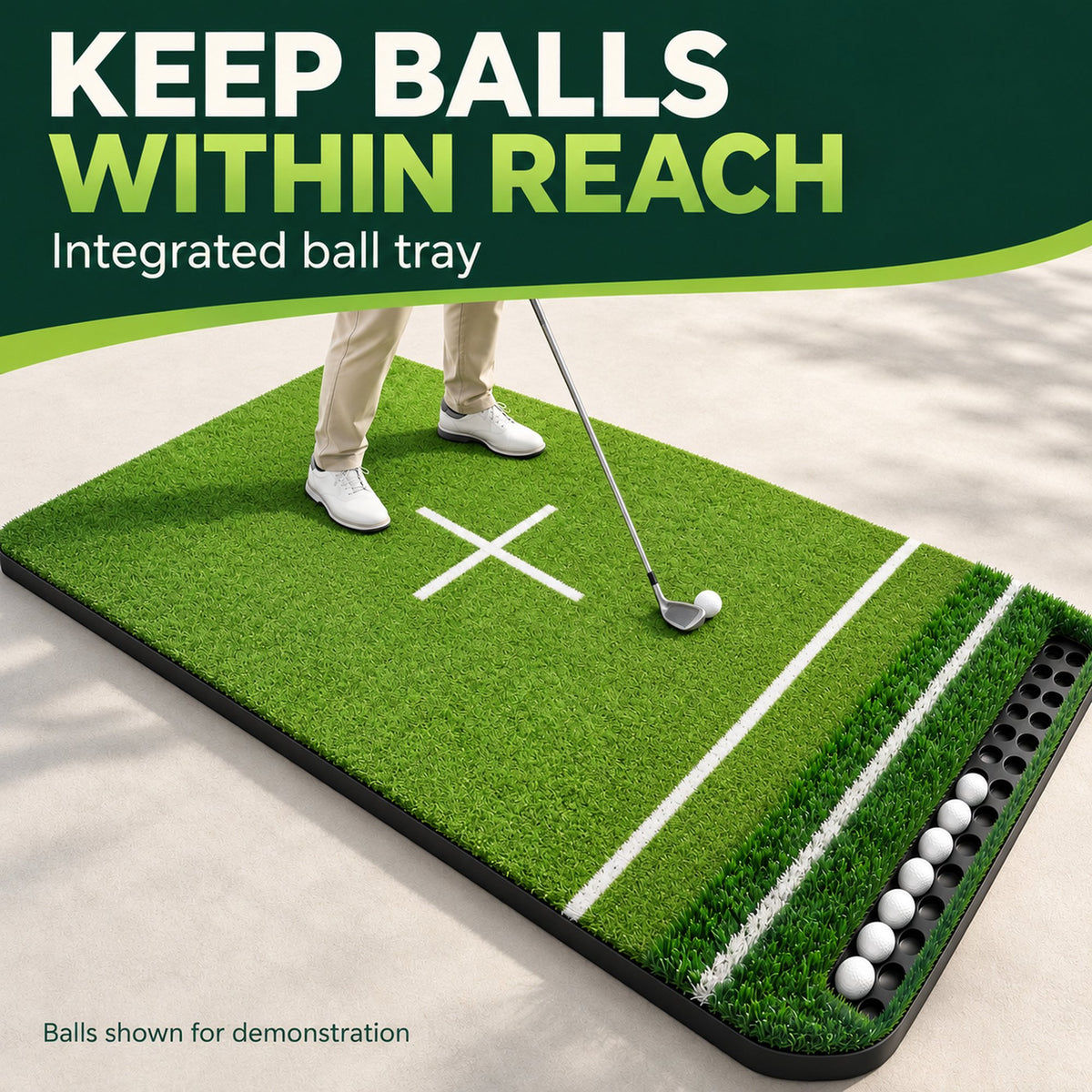 ORFELD 6 x 4 ft Dual-Turf Golf Hitting Mat with EVA Base & 10 Hitting Positions for Indoor & Outdoor Training