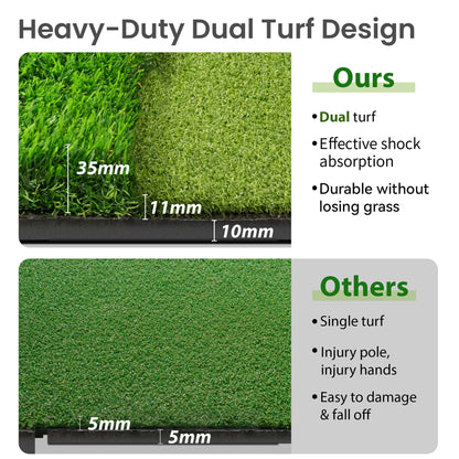 ORFELD 6 x 4 ft Golf Hitting Mat, 9-Hole Dual Turf Practice Mat with 18mm EVA Foam Base, Ball Tray, Alignment Guide, Indoor Outdoor