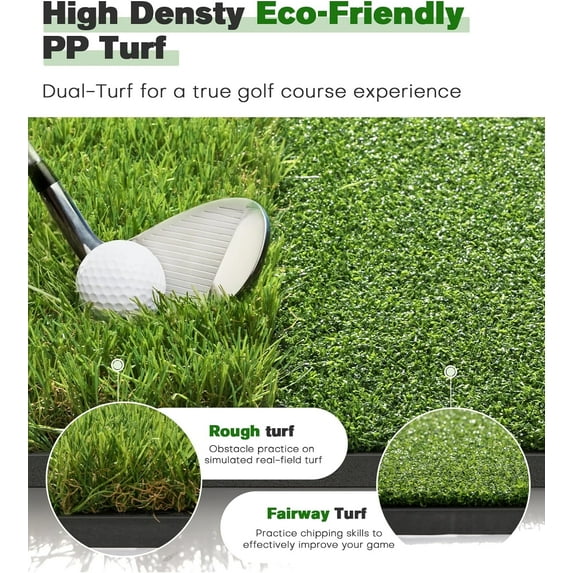 ORFELD Golf Hitting Mat, 5 x 4 ft Dual-Turf Golf Practice Mat with Thick EVA Foam Base, Indoor & Outdoor