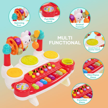SaveJoy Baby Musical Toys 10 in 1 Piano Keyboard Drum Set for Toddler 12-24 Months,Early Educational Kids Gift,Electronic Learning Toy,Red