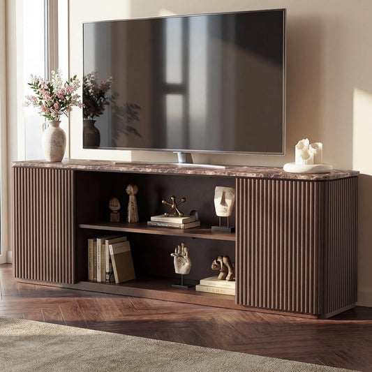 Hvoonc TV Stand for 70 inch TV, Entertainment Center with Storage, tv consoles for living room, Dark Oak