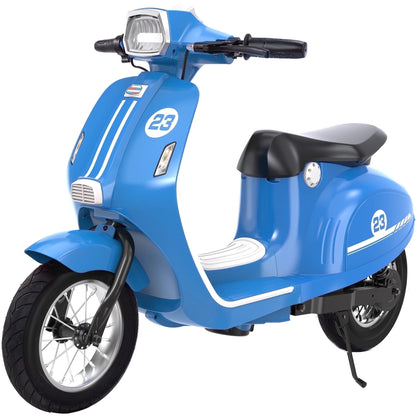 SaveJoy 24V Motorcycle for Kids Ages 8+ Retro Ride on Toys , LED Light-Up Electric Ride On Car,Durable Outdoor Gift for Boys & Girls,Blue