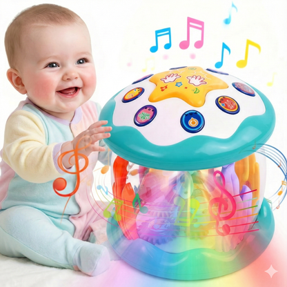 SaveJoy Musical Light up Toy with Rotating Animal for Toddlers, Interactive Crawling Toy, Merry-Go-Round Learning Toys Best Gift for Kids 3+